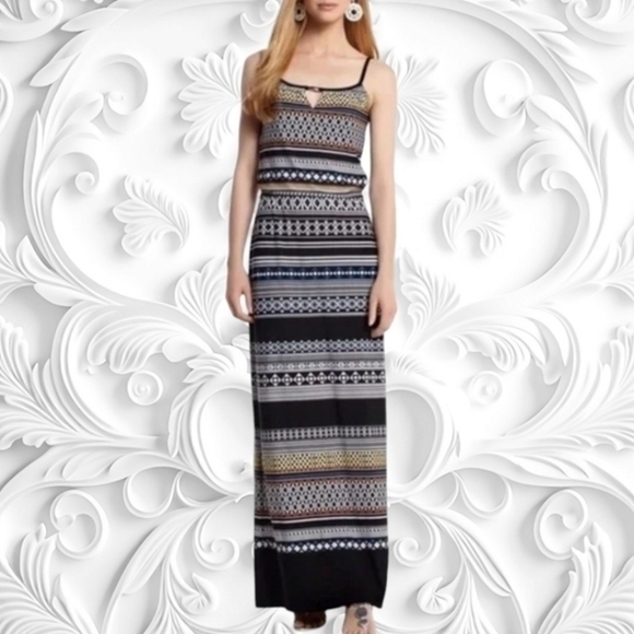 White House Black Market Black Bohemian Column Maxi Dress Size Small - Picture 1 of 7